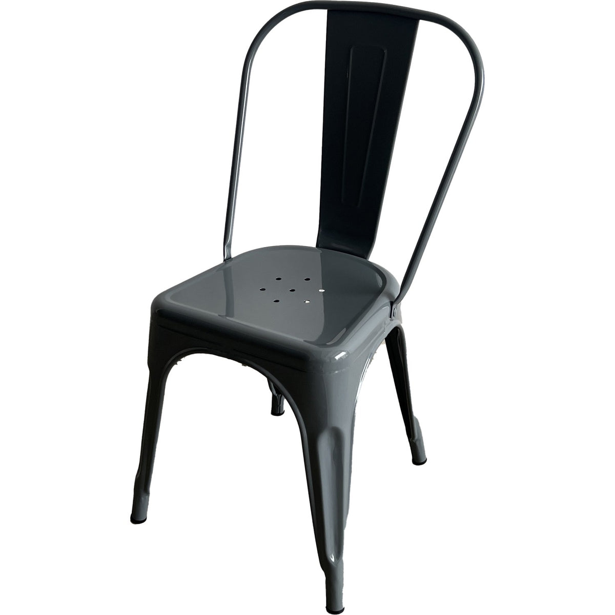Vintage Industrial Metal Dining Bistro Chair Steel Grey Finish - HYX5031STEELGREY