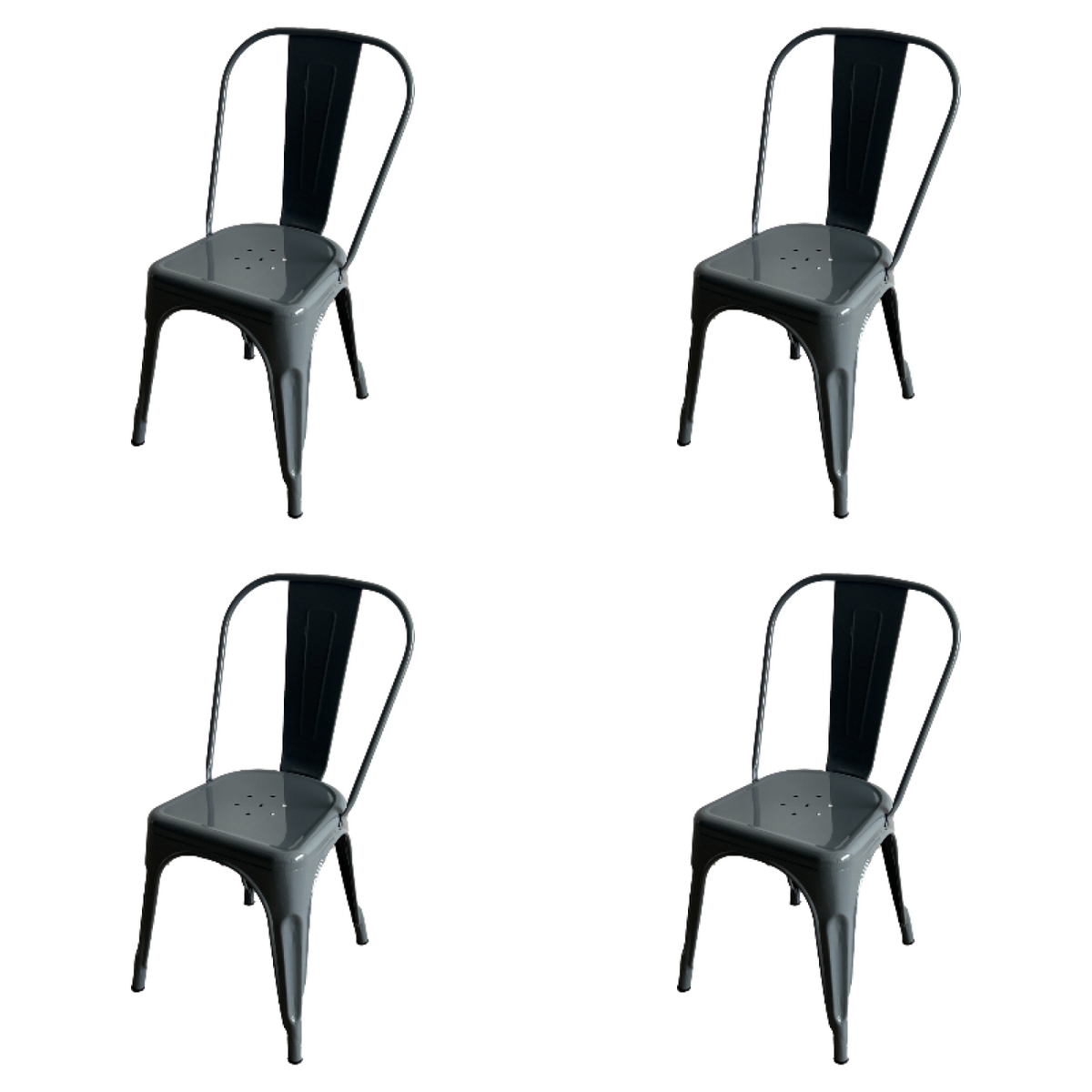Vintage Industrial Metal Dining Bistro Chair Steel Grey Finish - HYX5031STEELGREY