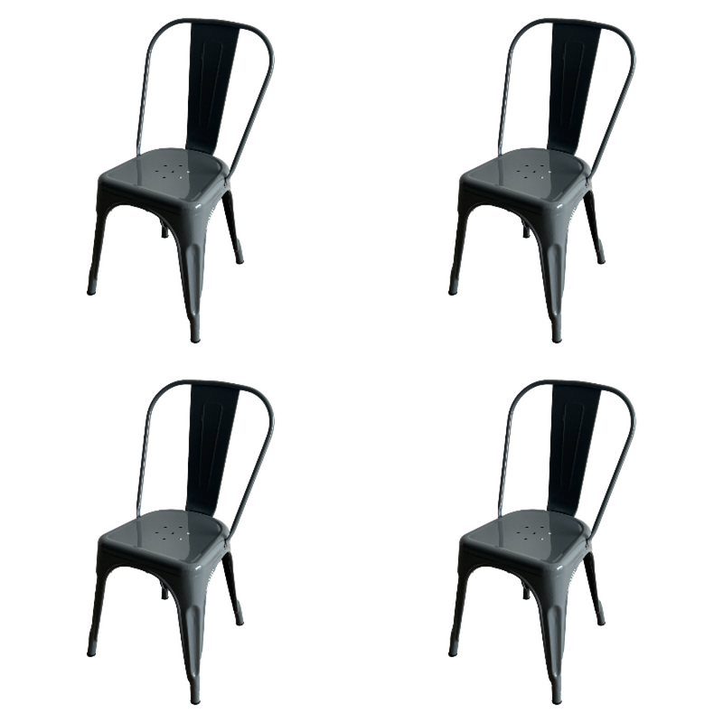 Vintage Industrial Metal Dining Bistro Chair Steel Grey Finish - HYX5031STEELGREY