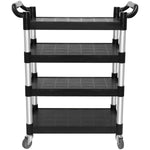 Professional 4-Tier Utility Trolley Black Polypropylene 1010x500x1260mm - HZMCC5014