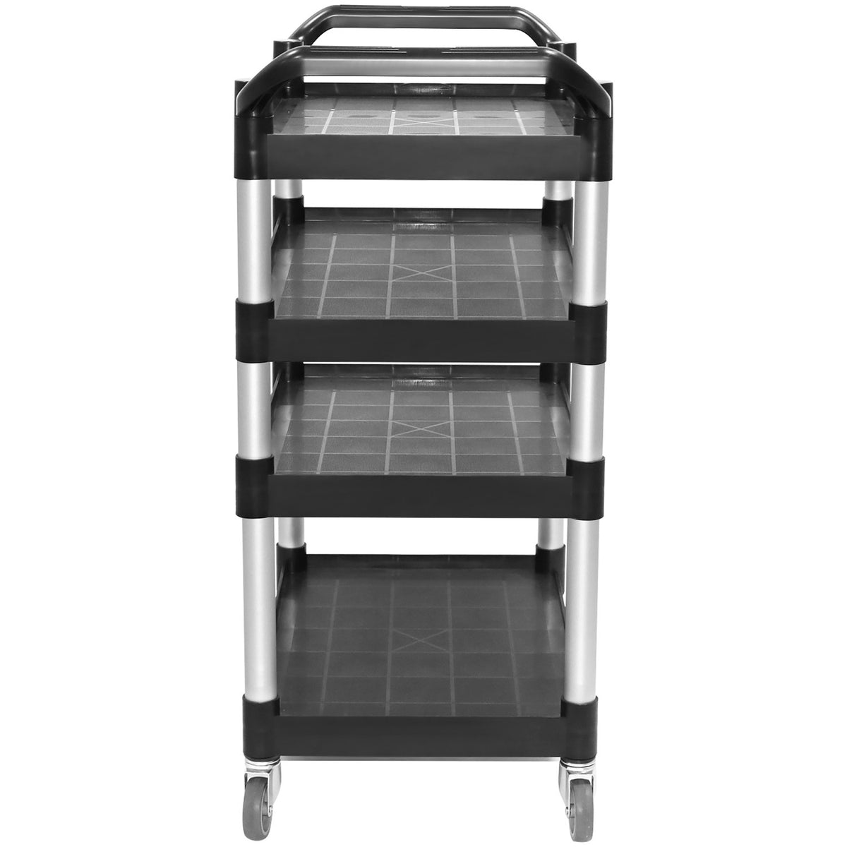Professional 4-Tier Utility Trolley Black Polypropylene 1010x500x1260mm - HZMCC5014