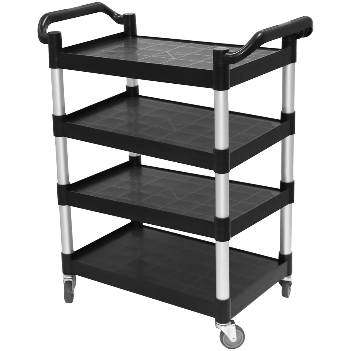 Professional 4-Tier Utility Trolley Black Polypropylene 1010x500x1260mm - HZMCC5014