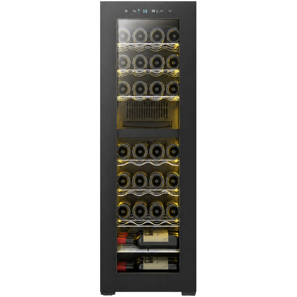 Commercial Dual Zone Wine Cooler 39 Bottle Black Compressor Wine Fridge 400x526x1205mm - JC120