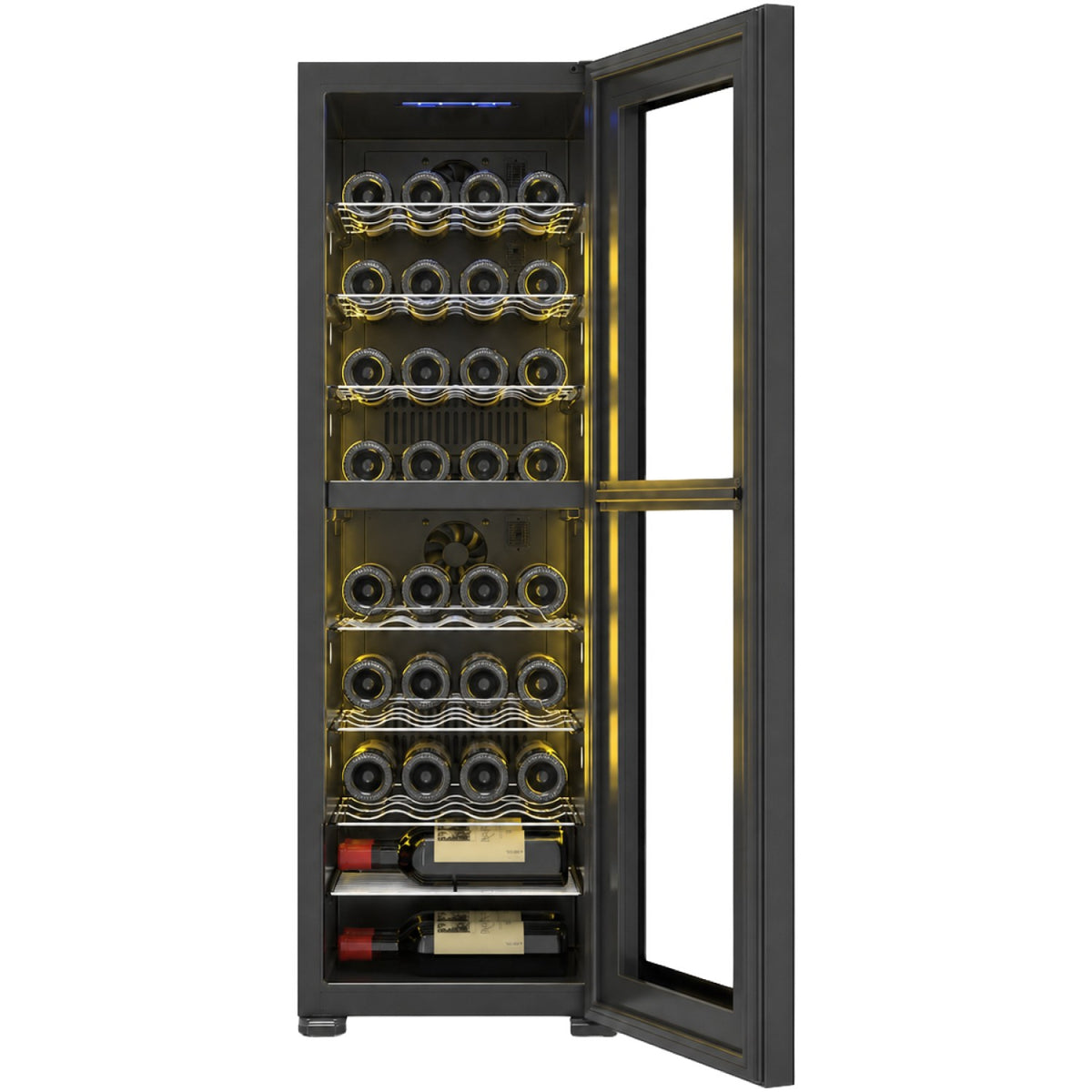 Commercial Dual Zone Wine Cooler 39 Bottle Black Compressor Wine Fridge 400x526x1205mm - JC120
