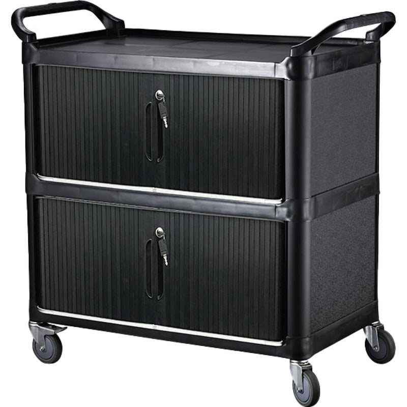 Professional 3-Tier Busing Trolley Cart with Lockable Doors 1020x500x960mm - JGM710