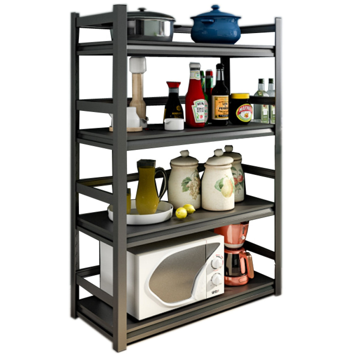 Commercial Shelving Unit 4 Tier Width 1000mm Depth 500mm Black - JM4CW1000