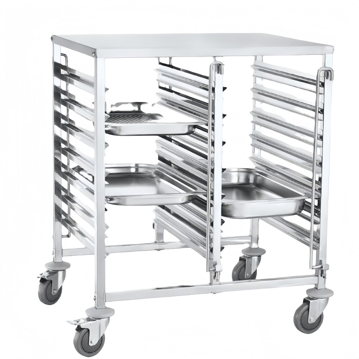Double GN Pan Trolley Stainless Steel With Table 1/1 GN 7×2 Tier 740×550×950mm - JSN254