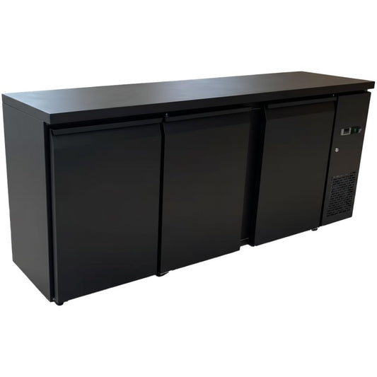 Professional 537L 3-Door Undercounter Back Bar Refrigerator – Black | JTA408