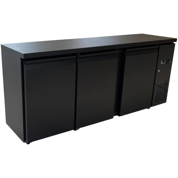 Professional 537L 3-Door Undercounter Back Bar Refrigerator – Black | JTA408