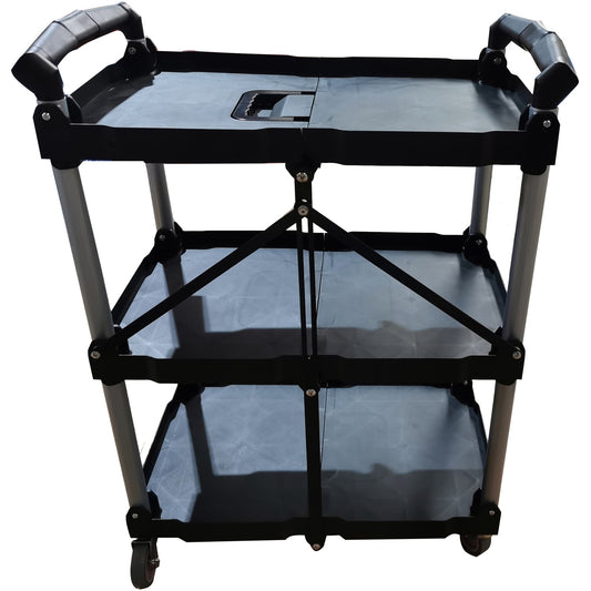 Professional Folding Utility Trolley 3 tier Black 651x392x832mm
