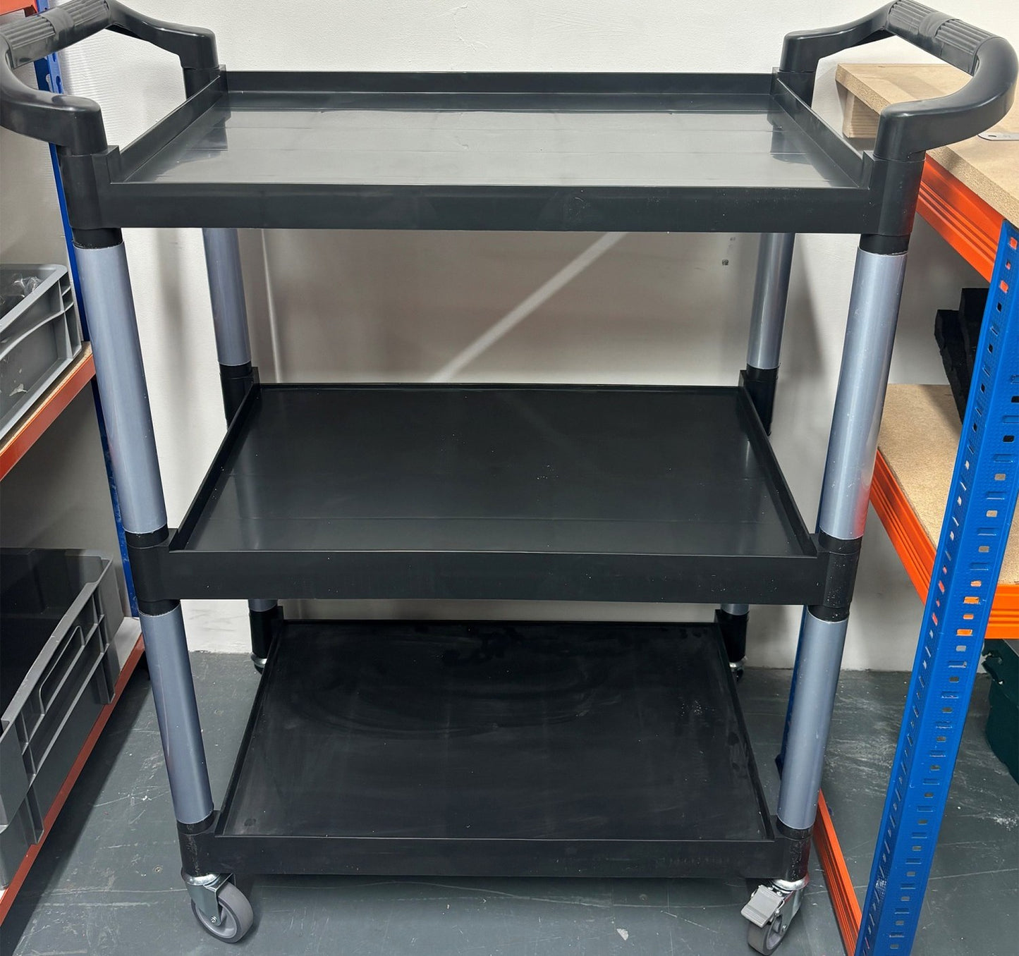Professional Utility Trolley Multi-purpose 3 tier Black 860x420x930mm
