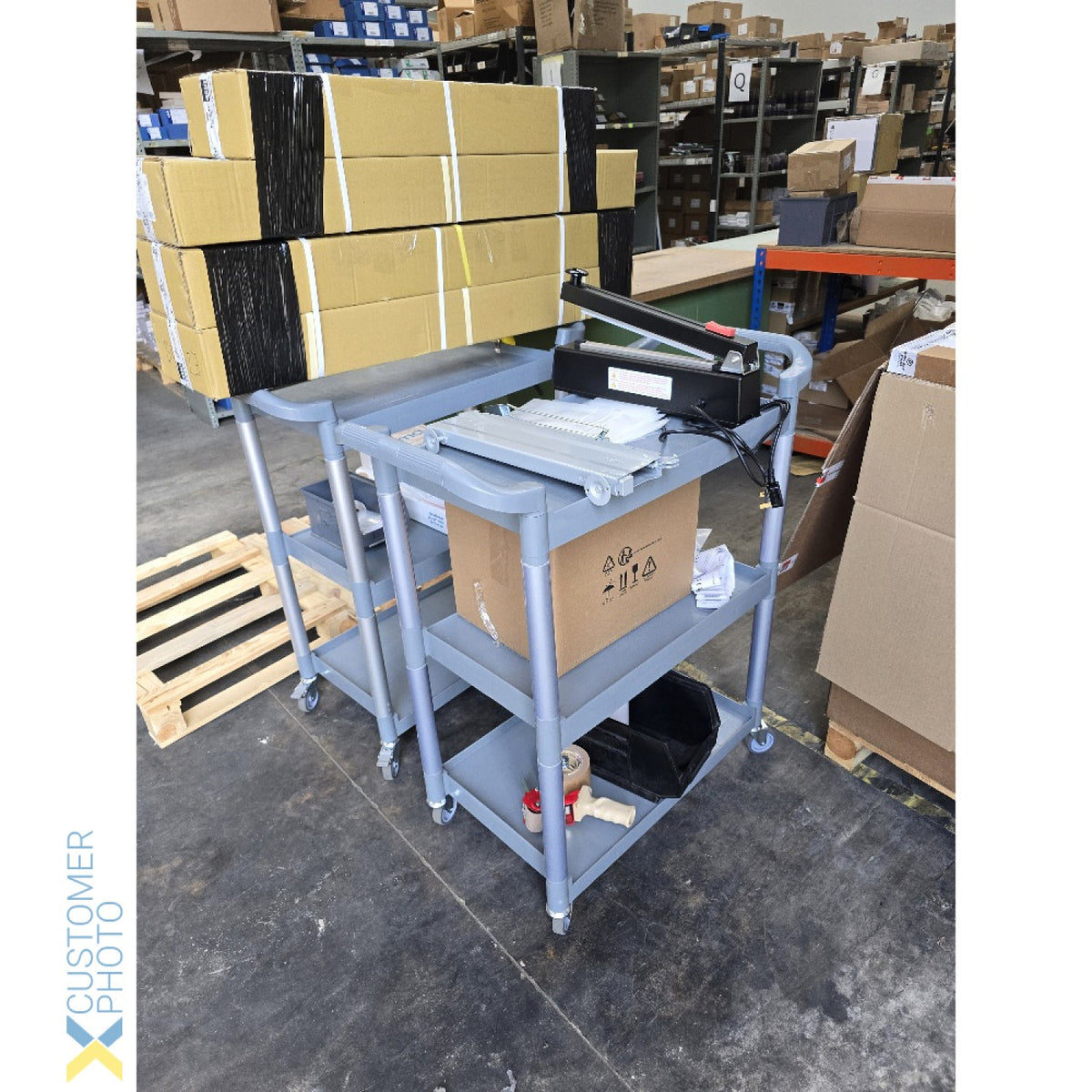Professional Utility Trolley Multi-purpose 3 tier Grey 860x420x930mm - JYXUC405GREY