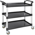Adexa 3-Tier Utility Trolley 860x420x930mm Black | Commercial Service Cart UK