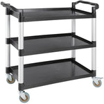 Adexa 3-Tier Utility Trolley 1070x500x990mm Black | Large Commercial Service Cart UK