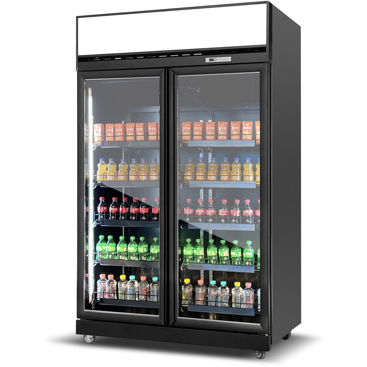 Commercial Display Refrigerator with Double Glass door & Canopy 1000 litres Black - KLG1253
