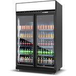 Commercial Display Refrigerator with Double Glass door & Canopy 1000 litres Black - KLG1253
