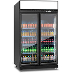 Commercial Display Refrigerator with Double Glass door & Canopy 1000 litres Black - KLG1253