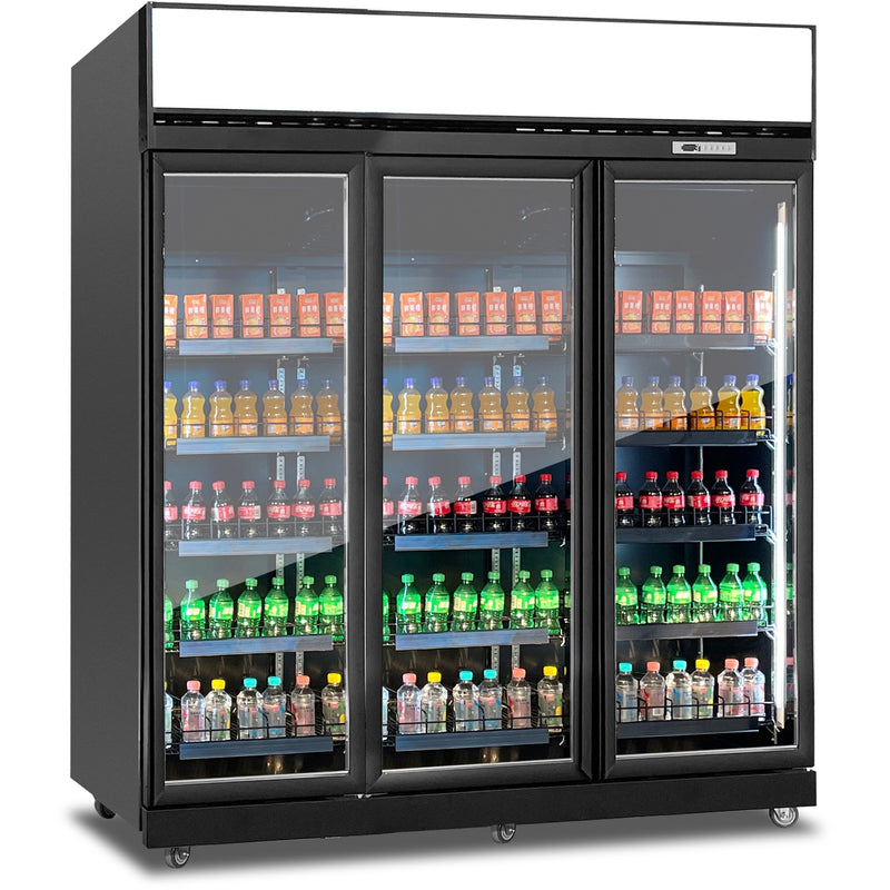Commercial Display Refrigerator with Triple Glass door & Canopy 1530 litres Black - KLG1880