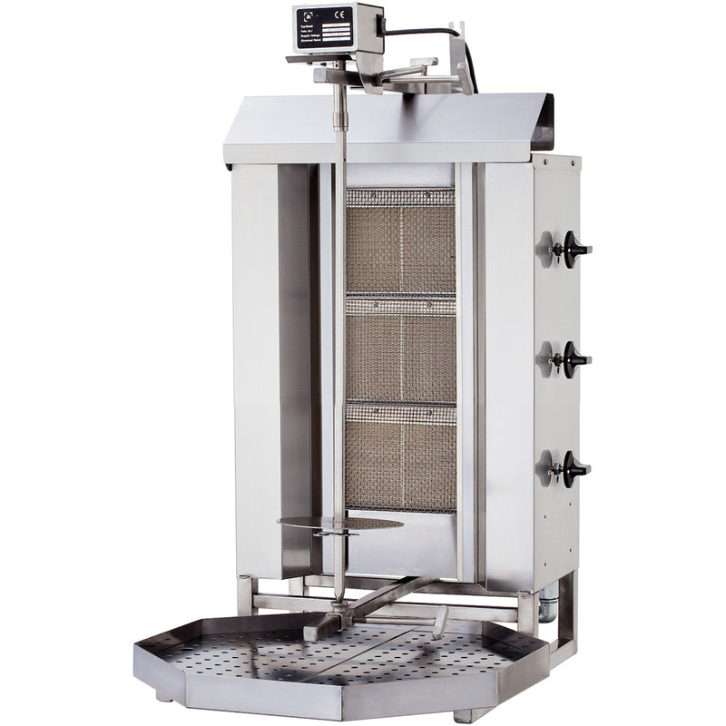 Commercial Gyros/Kebab grill Gas Fixed body Top motor 3 burners 10.5kW - DN220