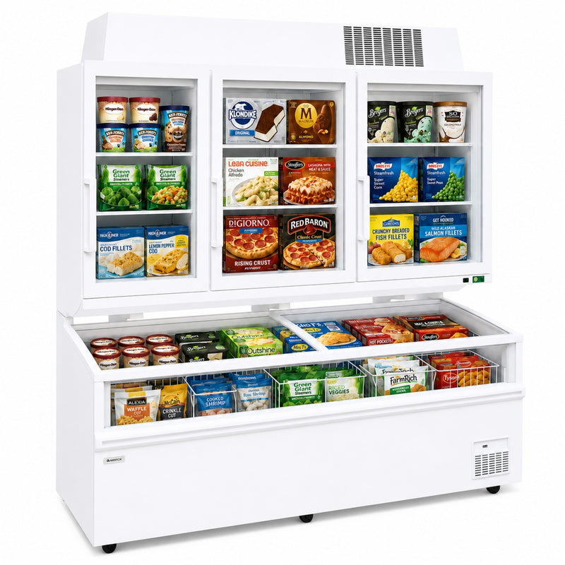 Commercial Combined Display Freezer 700L Base + 494L Upper 3 Door Glass Display - KOBE216-KOBE226