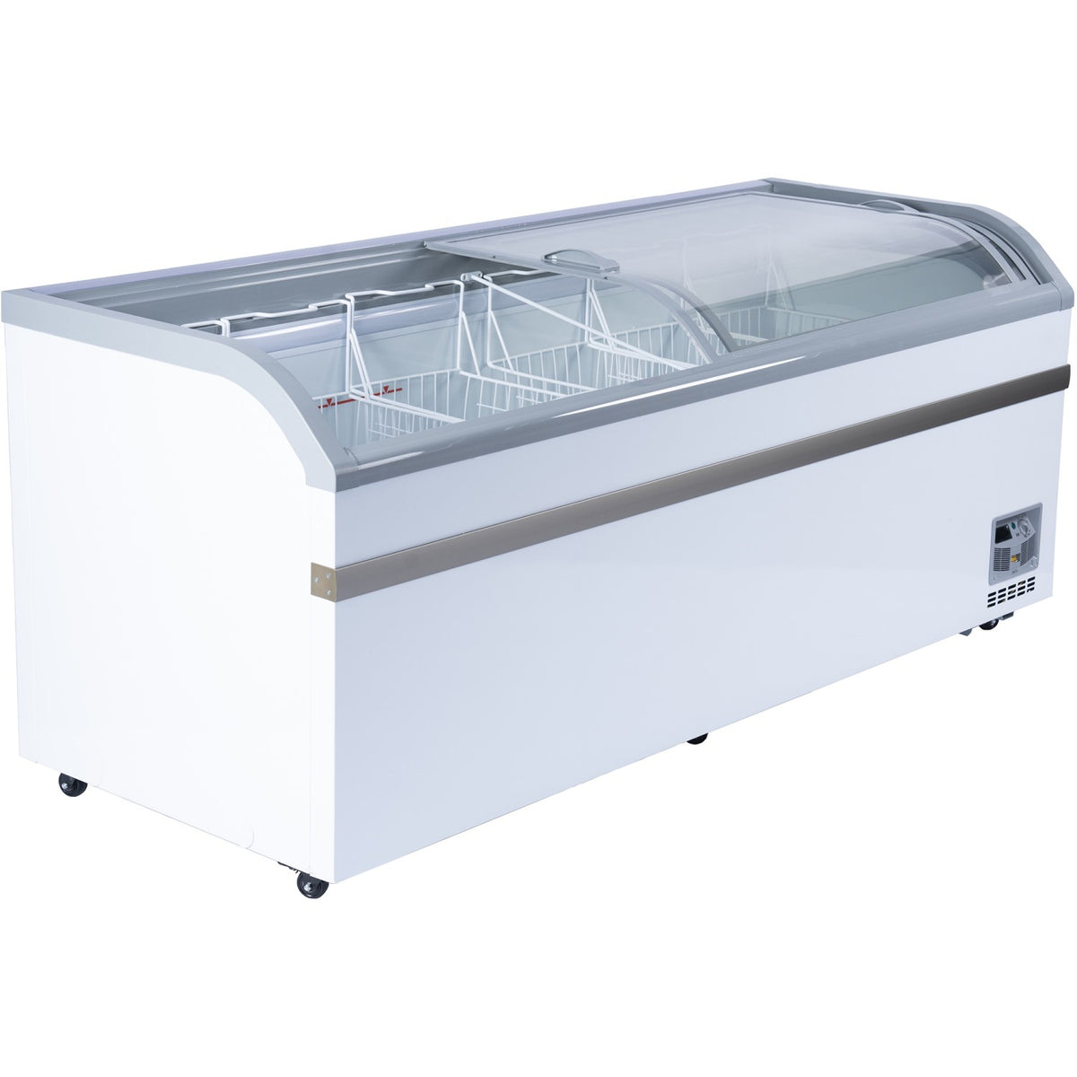 Commercial Horizontal Display Freezer 700 Litres 2 Glass Doors 6 Shelves 2000x757x858mm Ventilated Cooling - KOBE216