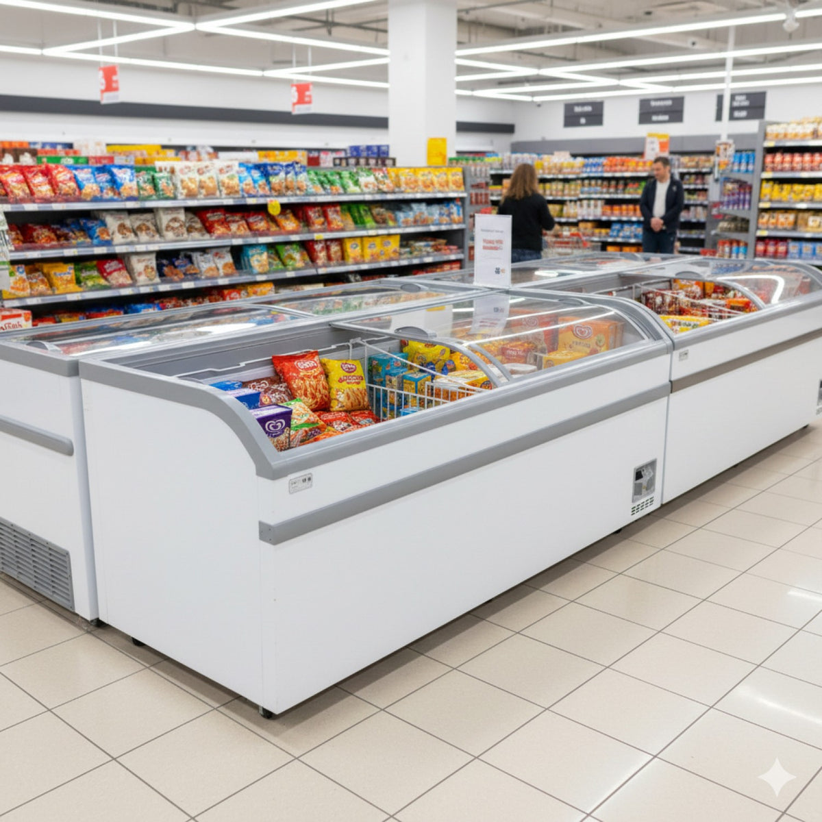 Commercial Horizontal Display Freezer 700 Litres 2 Glass Doors 6 Shelves 2000x757x858mm Ventilated Cooling - KOBE216