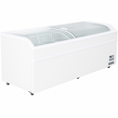 Commercial Horizontal Display Freezer with Shelves 750 Litres 2 Glass Doors 1900x850x850mm Ventilated Cooling Automatic Defrost - KOBE220
