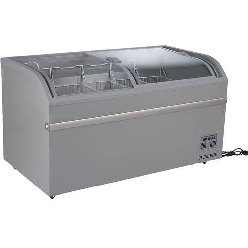 Commercial Horizontal Display Freezer with Shelves 580 Litres 2 Glass Doors 1500x850x880mm Ventilated Cooling Automatic Defrost - KOBE222