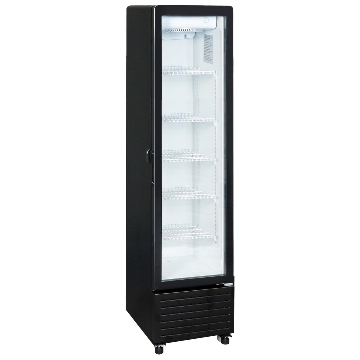 Commercial Upright Display Refrigerator 217 Litres Single Glass Door 5 Shelves Ventilated Cooling 500x580x2013mm - KOBE306