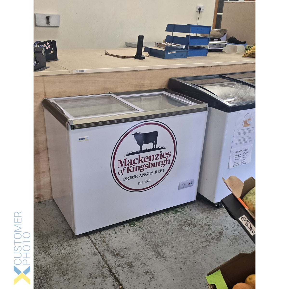 Commercial Horizontal Display Freezer with Baskets 515 Litres 2 Glass Doors Ventilated Cooling 1510x694x900mm - KOBE308