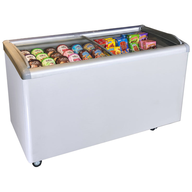 Commercial Horizontal Display Freezer with Baskets 515 Litres 2 Glass Doors Ventilated Cooling 1510x694x900mm - KOBE308