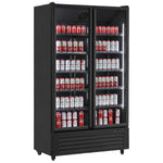 Commercial Upright Display Fridge 750L 2 Glass Doors 0–10°C Black - KXG1120P