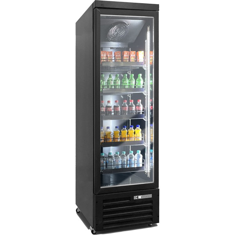 Professional 600L Single Glass Door Upright Display Refrigerator – Black | KXG750