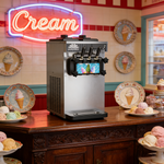 Commercial Countertop Soft Serve Ice Cream Machine 18-20L/H 1300W R290 Twin Flavour - ZBBQL128