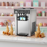 Commercial Upright Soft Serve Ice Cream Machine 18-20L/H 1300W R290 Twin Flavour - ZBBQL168