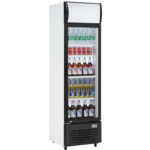 Commercial Bottle cooler Upright 232 litres Static cooling Hinged glass door Black/White Canopy light - LG232B