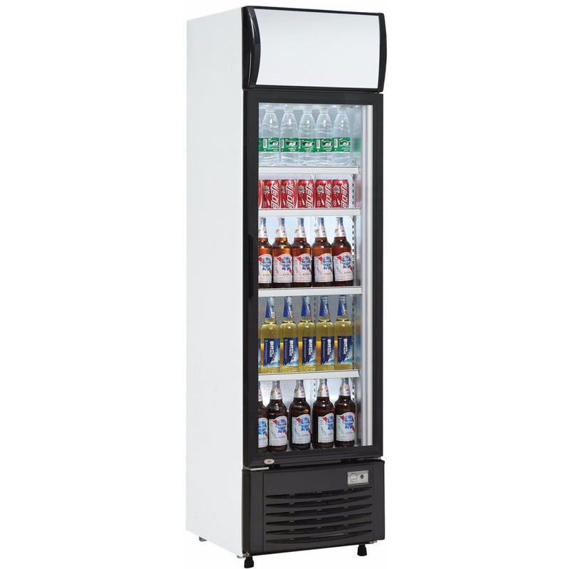 Commercial Bottle cooler Upright 232 litres Static cooling Hinged glass door Black/White Canopy light - LG232B