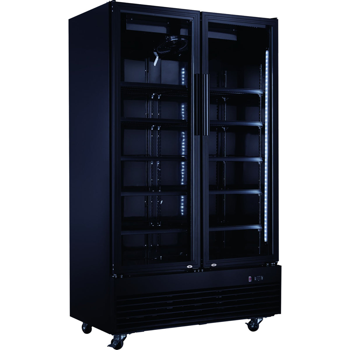 Commercial Bottle cooler Upright 930 litres Ventilated cooling Twin hinged doors Black - LG1000BFPBLACK
