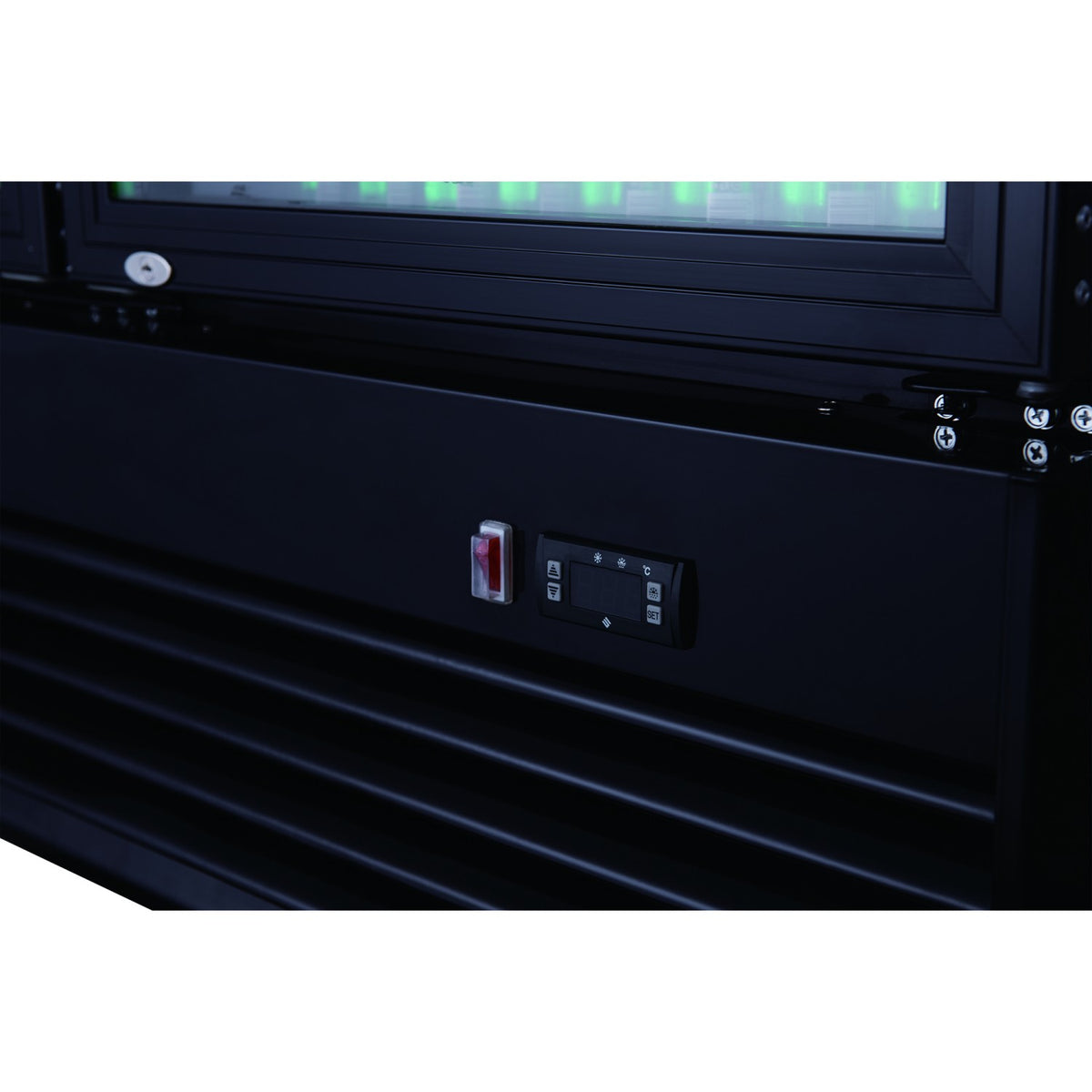 Commercial Bottle cooler Upright 930 litres Ventilated cooling Twin hinged doors Black - LG1000BFPBLACK