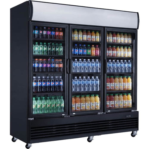 Commercial Bottle cooler 1300 litres Ventilated cooling 3 hinged doors Black - LG1300BFBLACK
