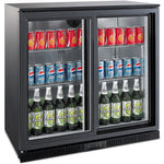 Professional 220L 2 Sliding Glass Door Back Bar Cooler – Black (850mm Height) | BC02PS85