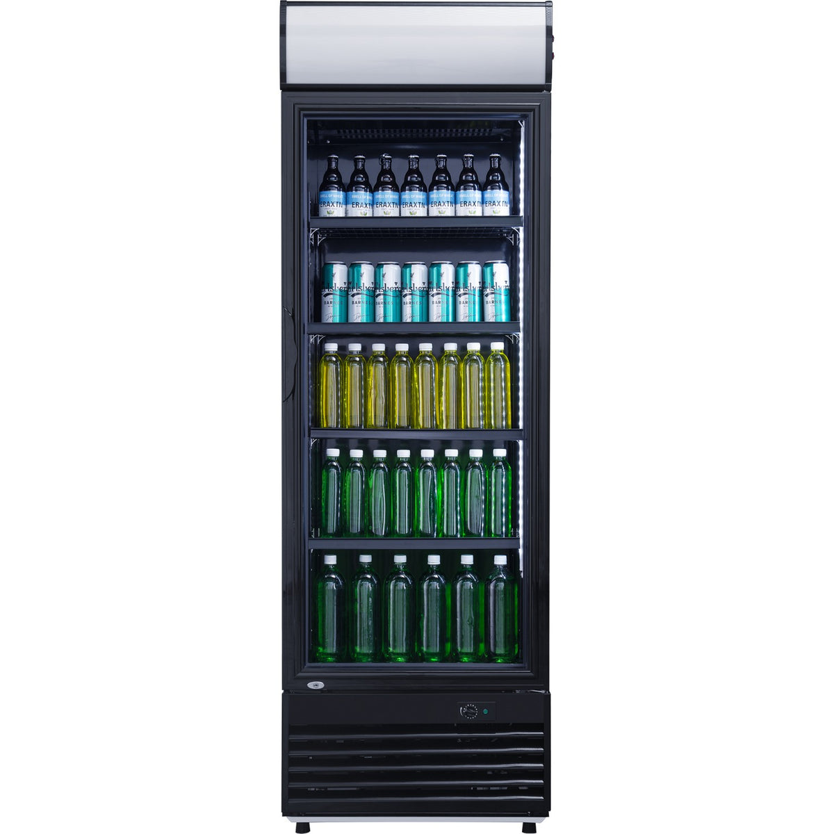 Commercial Drink cooler Upright 282 litres Static cooling Hinged glass door Black Canopy light - LG282BBLACK