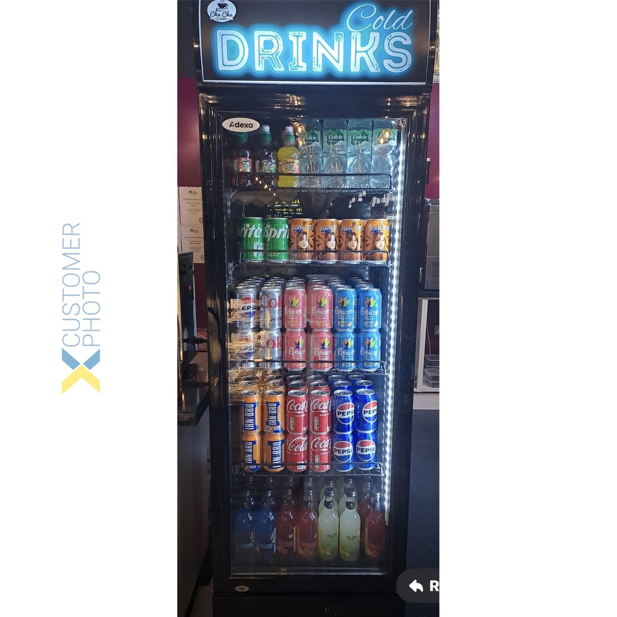 Commercial Drink cooler Upright 282 litres Static cooling Hinged glass door Black Canopy light - LG282BBLACK