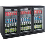 Back bar cooler 3 hinged doors 300 litres Black, height 850mm - BC03PP85