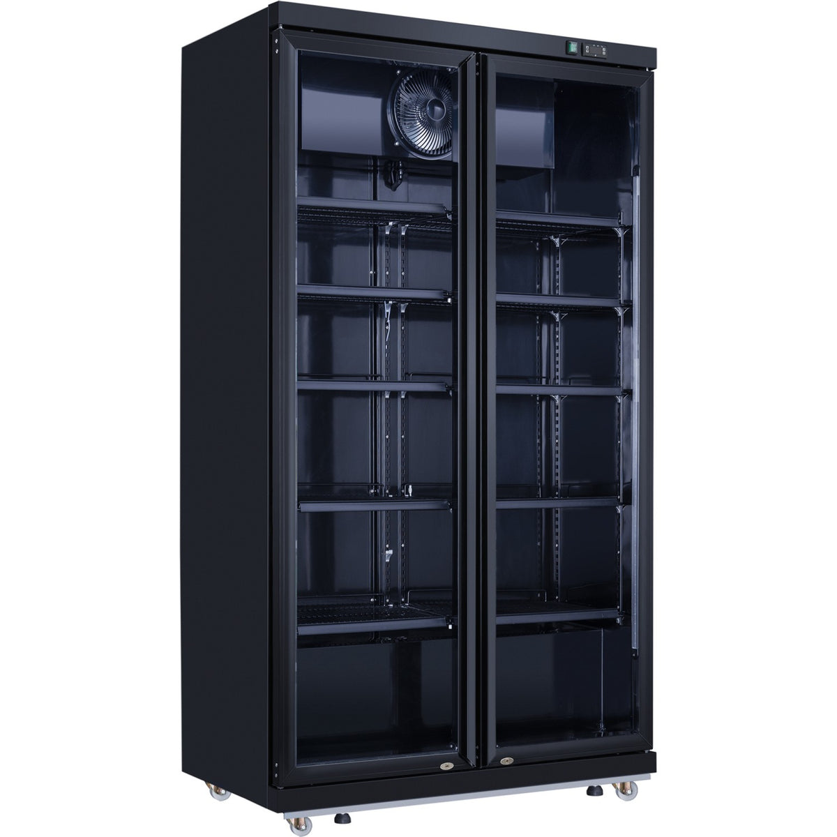Commercial Bottle cooler Upright 773 litres Fan cooling Twin hinged doors Black - LG805ABLACK
