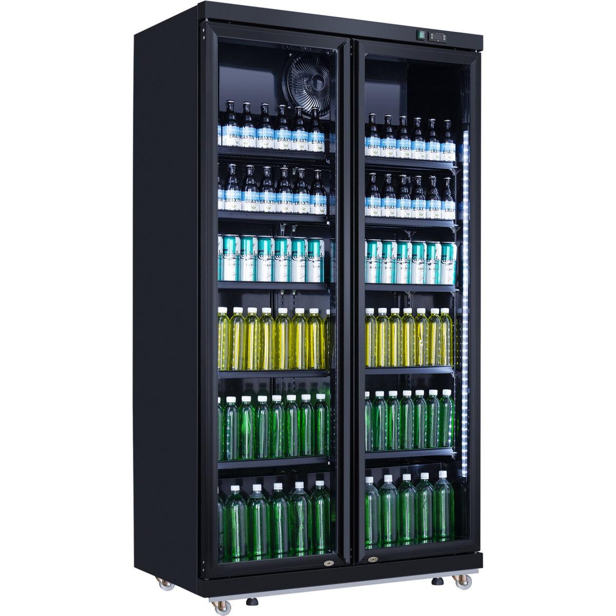 Commercial Bottle cooler Upright 773 litres Fan cooling Twin hinged doors Black - LG805ABLACK
