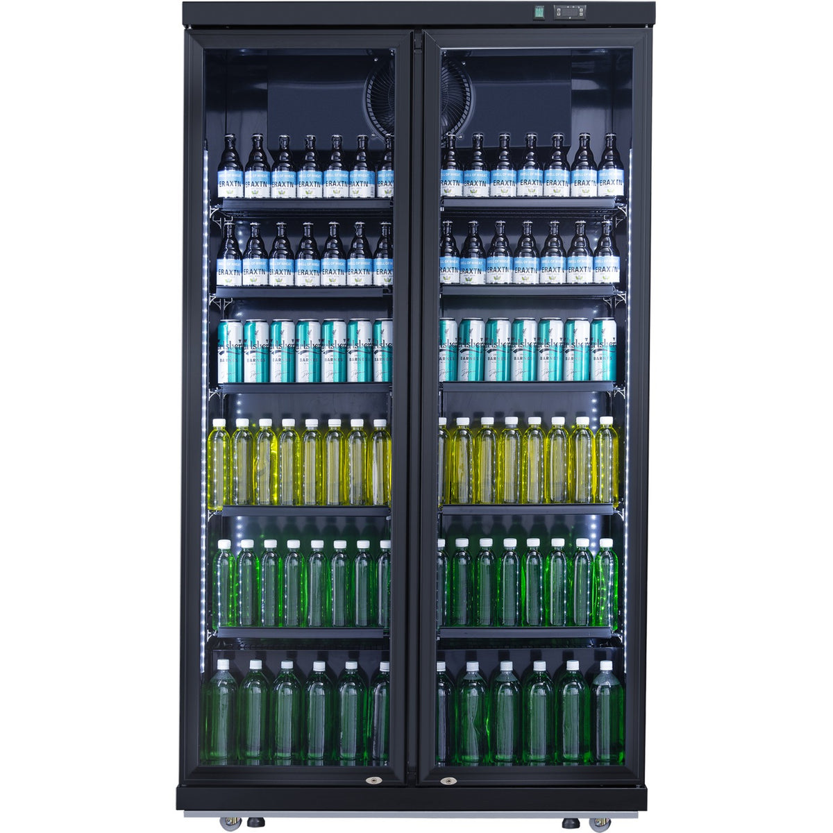 Commercial Bottle cooler Upright 773 litres Fan cooling Twin hinged doors Black - LG805ABLACK