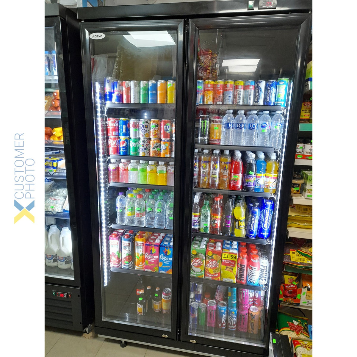 Commercial Bottle cooler Upright 773 litres Fan cooling Twin hinged doors Black - LG805ABLACK