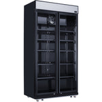 Commercial Bottle cooler Upright 773 litres Fan cooling Twin hinged doors Black Canopy Light - LG805BBLACK