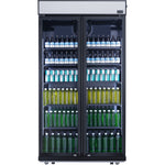 Commercial Bottle cooler Upright 773 litres Fan cooling Twin hinged doors Black Canopy Light - LG805BBLACK